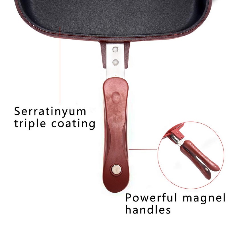 CfoPiryx Square Double Sided Frying Pan, Kitchen Non-stick Baking Pancake Pan Omelette Trays, Indoor/Outdoor Camping Sandwich Toaster Grill, Cooks Toasties, Breakfast and More - Image 4